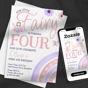 Invitación Nuestro pequeño cumpleaños mágico de hada arcoíris