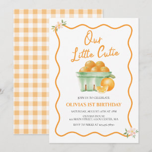 Invitación Nuestro pequeño cumpleaños naranja lindo