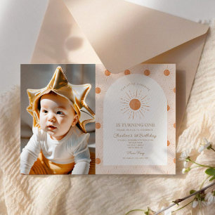 Invitación Nuestro pequeño cumpleaños número 1 al estilo Sun