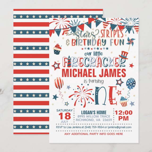 Invitación Nuestro pequeño cumpleaños (S&S) (Anverso / Reverso)