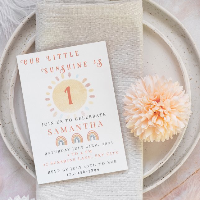Invitación Nuestro pequeño cumpleaños soleado (Subido por el creador)