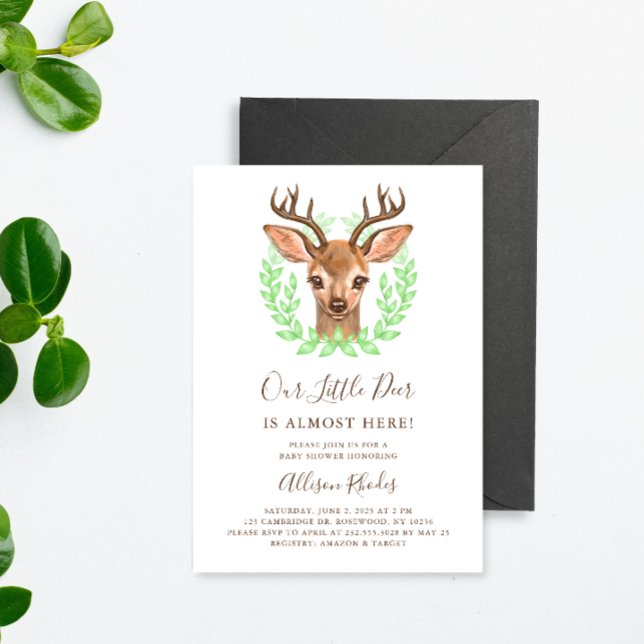 Invitación Nuestro pequeño Deer Woodland Baby Shower (Subido por el creador)