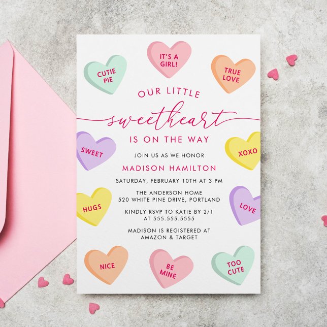 Invitación Nuestro Pequeño Dulce Corazón Fiesta de Revelación (Subido por el creador)