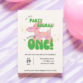Invitación Nuestro pequeño Fiesta, animal de globo, primer cu