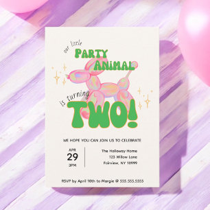 Invitación Nuestro pequeño Fiesta, animal de globo, segundo c