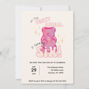 Invitación Nuestro pequeño Fiesta Animal Gummy Oso 6 cumpleañ