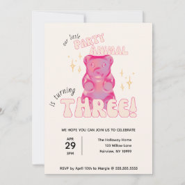 Invitación Nuestro pequeño Fiesta Animal Gummy Oso Tercer Cum