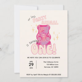 Invitación Nuestro pequeño Fiesta animal oso de animal primer