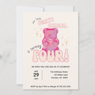 Invitación Nuestro pequeño Fiesta de animal amigo lleva cuart