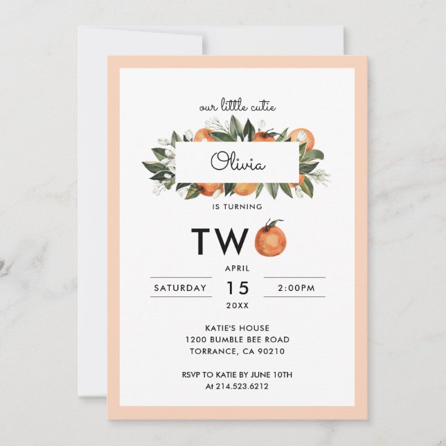 Invitación Nuestro pequeño Fiesta de cumpleaños segundo (Anverso)