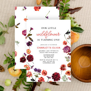 Invitación Nuestro Pequeño Flor de Hierro 1 cumpleaños Floral