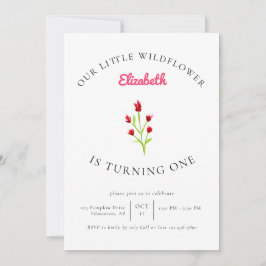 Invitación Nuestro Pequeño Flor Silvestre 1er cumpleaños Flor