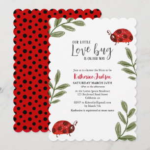 Invitación Nuestro pequeño insecto de amor chica de bebé rojo