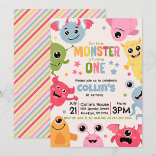 Invitación Nuestro Pequeño Monstruo Cumple Un Año