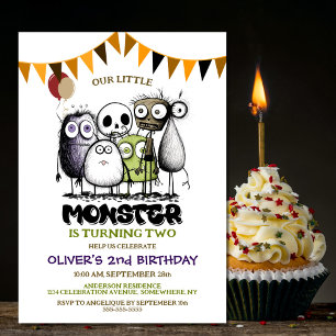 Invitación Nuestro pequeño Monstruo Fiesta de cumpleaños núme
