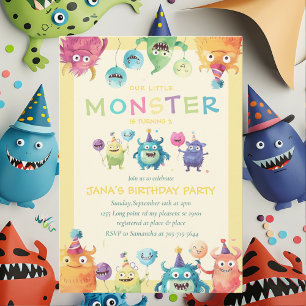 Invitación Nuestro pequeño monstruo Tres monstruos colorido