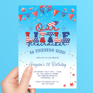 Invitación Nuestro pequeño niño petardo azul primer cumpleaño