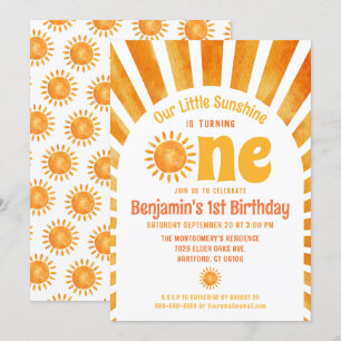 Invitación Nuestro pequeño niño soleado bebé Fiesta de cumple