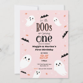 Invitación Nuestro pequeño novio rosa gemelo Halloween primer