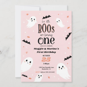 Invitación Nuestro pequeño novio rosa gemelo Halloween primer