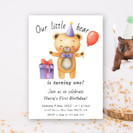 Invitación Nuestro pequeño oso cumple un año Cumpleaños de ni