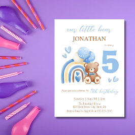 Invitación Nuestro pequeño oso globo arcoiris 5º cumpleaños