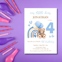Invitación Nuestro pequeño oso globo arcoiris para el cuarto