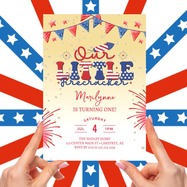 Invitación Nuestro pequeño petardo Fiesta amarillo de cumplea (Subido por el creador)