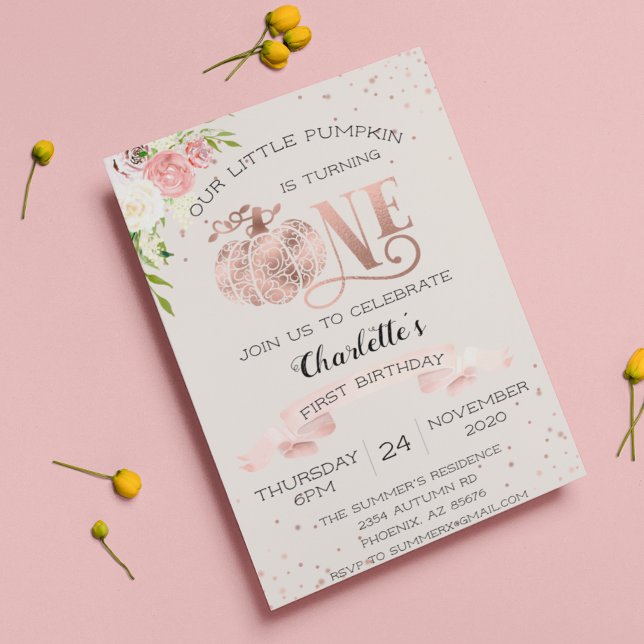 Invitación Nuestro pequeño Pumpkin Cumple uno 1er Primer Cump (Subido por el creador)