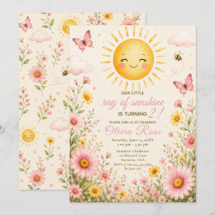 Invitación Nuestro Pequeño Rayo de Sol cumple 2 años