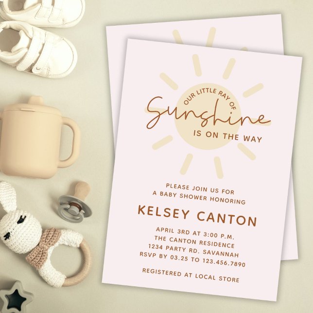 Invitación Nuestro pequeño rayo de Sunshine Boho Baby Shower (Subido por el creador)