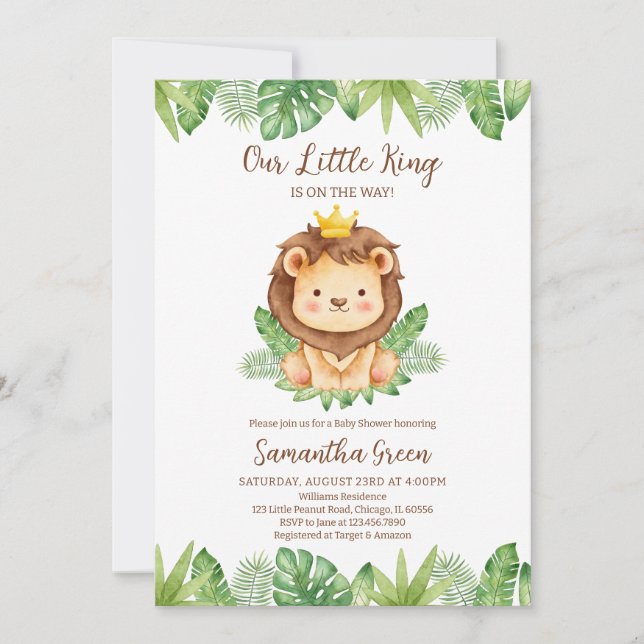 Invitación Nuestro pequeño Rey León Baby Shower (Anverso)