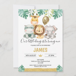Invitación Nuestro pequeño Rey León Corona Safari Primer Cump