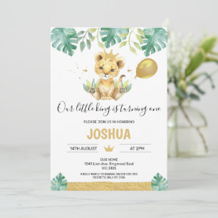Invitación Nuestro pequeño Rey León Crown Balón Primer Cumple