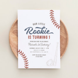 Invitación Nuestro pequeño rookie de béisbol, primer cumpleañ