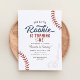 Invitación Nuestro pequeño rookie de béisbol, primer cumpleañ