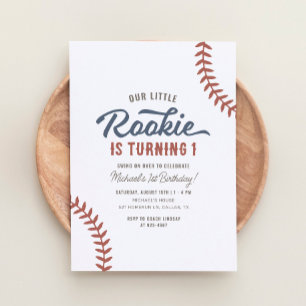 Invitación Nuestro pequeño rookie de béisbol, primer cumpleañ