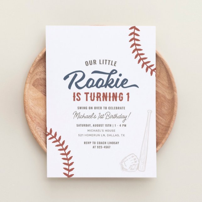Invitación Nuestro pequeño rookie de béisbol, primer cumpleañ (Subido por el creador)
