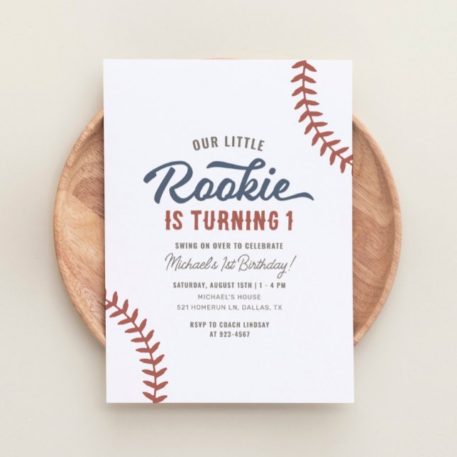 Invitación Nuestro pequeño rookie de béisbol, primer cumpleañ (Subido por el creador)