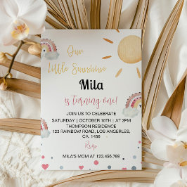 Invitación Nuestro pequeño sol arcoiris cumpleaños 1