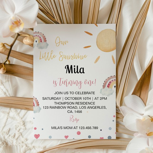 Invitación Nuestro pequeño sol arcoiris cumpleaños 1 (Subido por el creador)