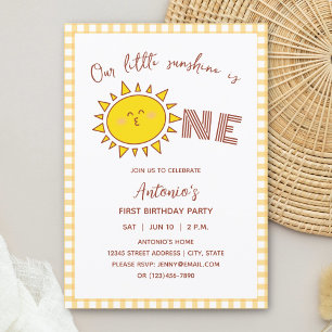 Invitación Nuestro pequeño sol es foto de cumpleaños de un ni