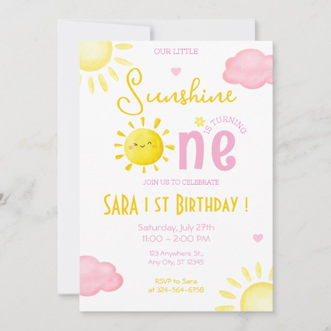 INVITACIÓN NUESTRO PEQUEÑO SOL ESTÁ PASANDO UN CUMPLEAÑOS (Anverso)