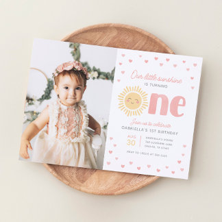 Invitación Nuestro pequeño sol Fiesta del primer cumpleaños
