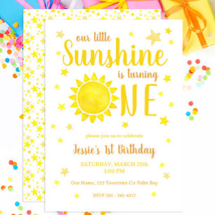 Invitación Nuestro pequeño sol Fiesta primer cumpleaños acuar