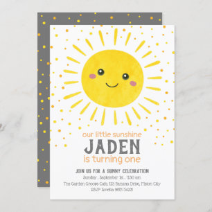 Invitación Nuestro pequeño sol  Primer cumpleaños