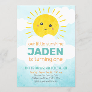 Invitación Nuestro pequeño sol  Primer cumpleaños