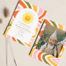 Nuestro pequeño Sol Retro Mínimo Primer Cumpleaños