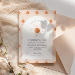 Invitación Nuestro pequeño Sol Retro Mínimo Primer Cumpleaños