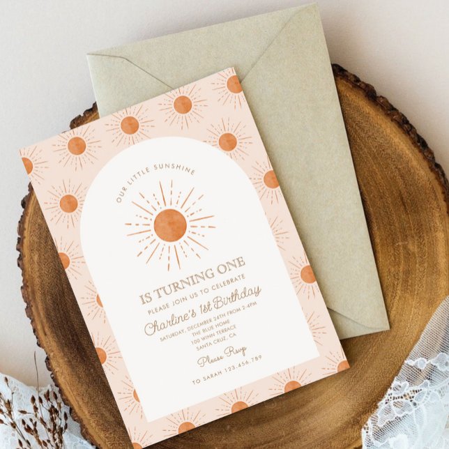 Invitación Nuestro pequeño Sol Retro Mínimo Primer Cumpleaños (Subido por el creador)